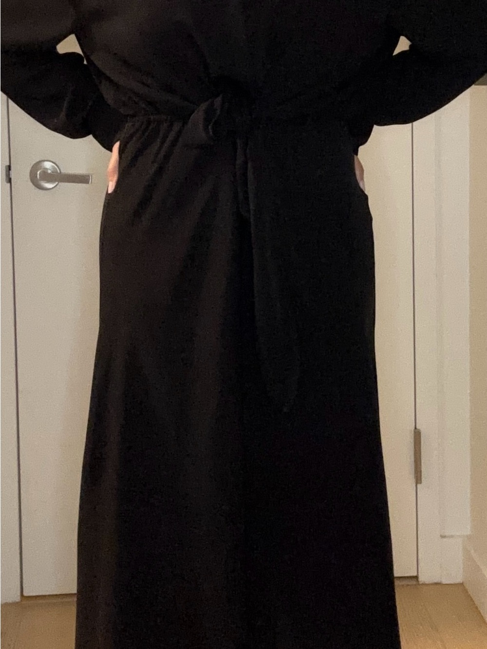Babaton (Aritzia) Black Tie-Waist Long Dress - Picture 8 of 8